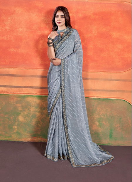 Stavan Pihu Chiffon Embroidery Party Wear Saree Catalog Catalog